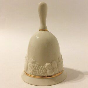 Lenox Dinner Bell Fruits Of Life Cream Porcelain Gold Trim Raised Fruit Leaves
